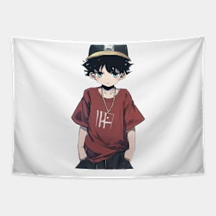 Hip hop style anime boys funny Tapestry