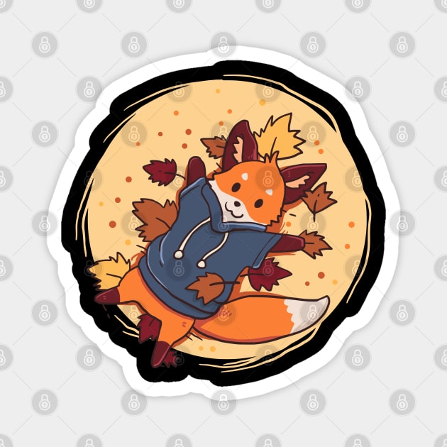 Cute Fox In Autumn Fox Forest Animal Magnet by alcoshirts