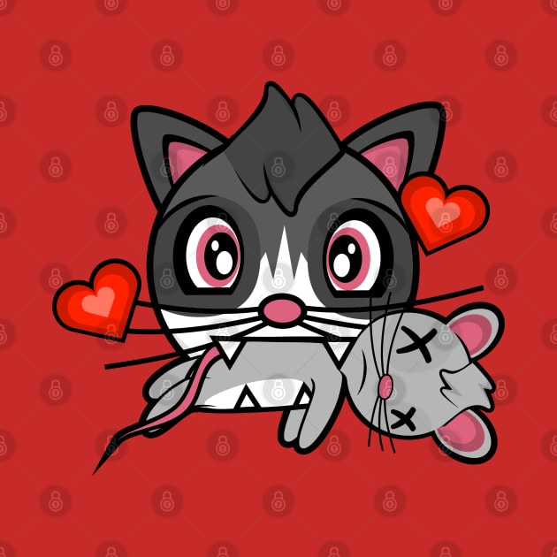 Lovestruck Cat Amanda with Dead Mouse by MOULE