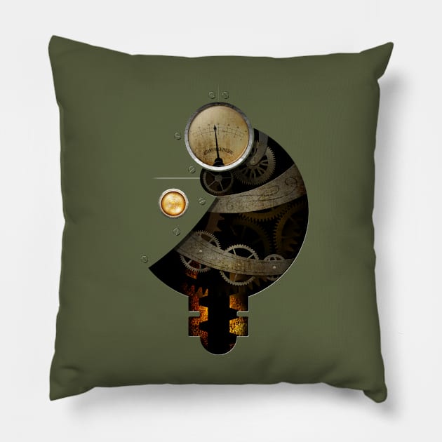Steampunk mechanism Pillow by goldengallery