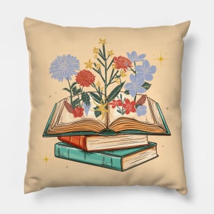 Cute Book And Wildflowers Lovers Gift Pillow