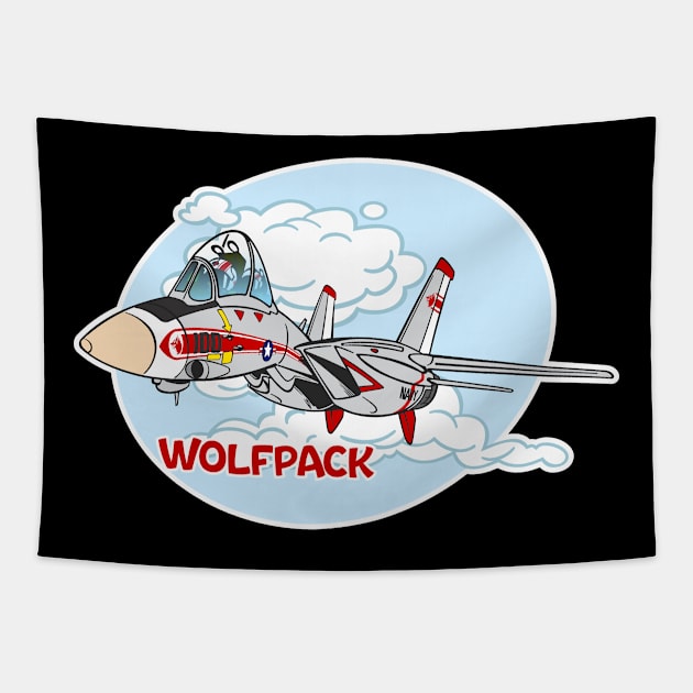 Tomcat Cartoon VF-1 Wolfpack Tapestry by MBK