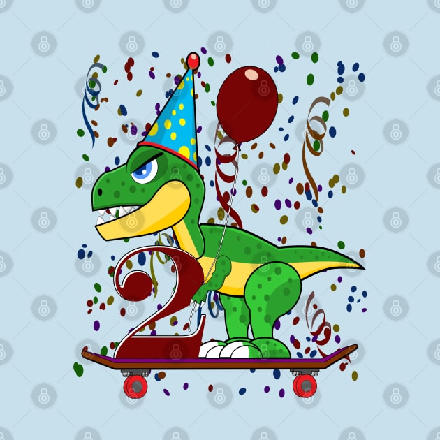 Kids Two 2 Years Old Dinosaur Birthday by Mindseye222