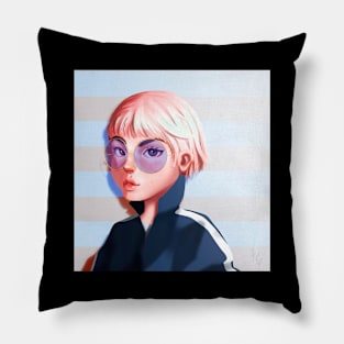 Pink hair girl Pillow