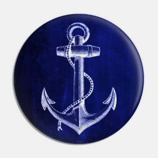 Preppy Rustic Coastal beach sailor Navy blue anchor nautical Pin