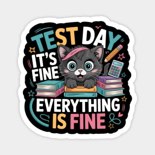 Test Day It's Fine Everything is Fine Cute Nervous Student Magnet