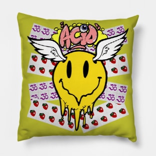 Flying Acid House Smiley Pillow