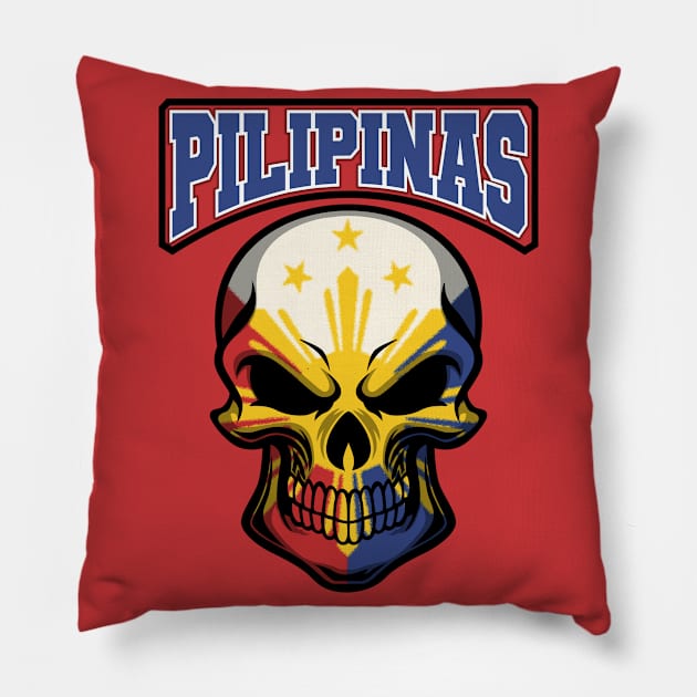 PILIPINAS FLAG IN A SKULL EMBLEM Pillow by VERXION