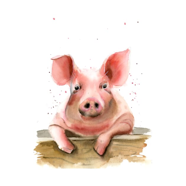 Pig print of watercolor painting by PaintsPassion