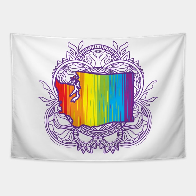 Washington Mandala Pride Tapestry by Manfish Inc.