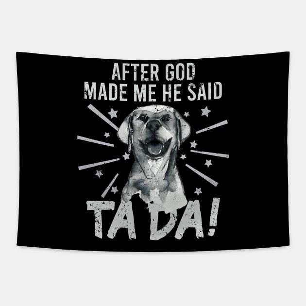 TaDa Vintage funny golden retriever with Distressed TaDa retro golden retriever Tapestry by alcoshirts