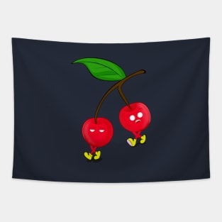 Kawaii Cherry with Faces Tapestry