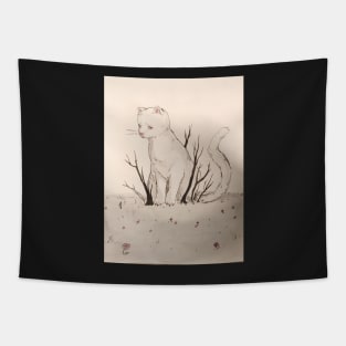 Large cat in forest Tapestry