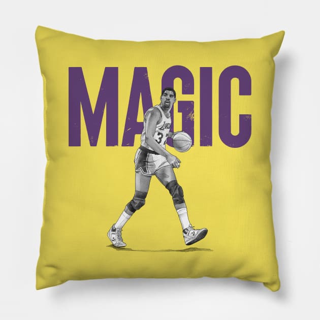 Magic Johnson Purple 86 Pillow by Dibenedetto