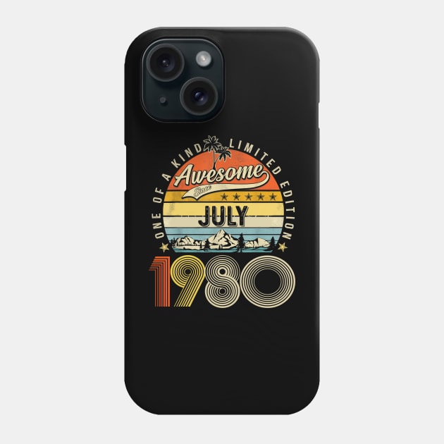 Awesome Since July 1980 Vintage 43rd Birthday Phone Case by Centorinoruben.Butterfly