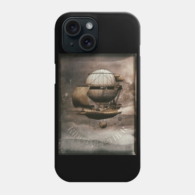 Awesome Steampunk Airship "Ride the Ether" Phone Case by Dibble Dabble Designs