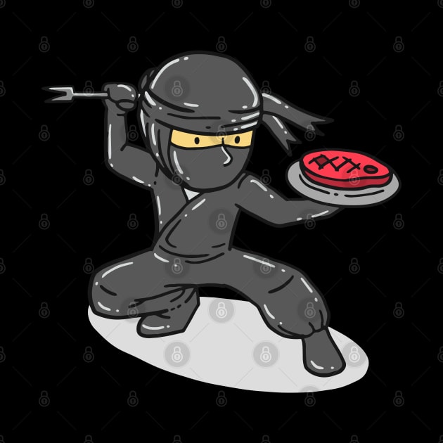 Cool BBQ Meat Dining Ninja by Shirtbubble