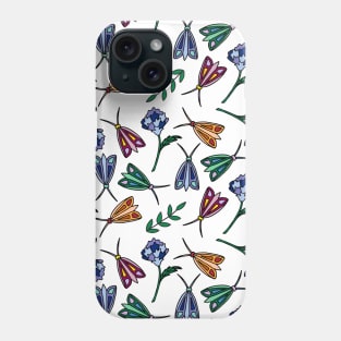 Colorful Moths and Flowers Phone Case