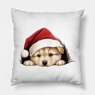 Christmas Peeking Puppy Pillow