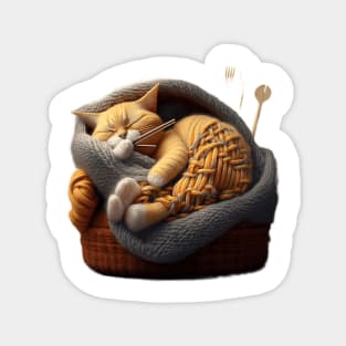 Sleepy Kitty Cat Knitten Kitten Magnet