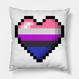 Large Pixel Heart Design in Gender Fluid Pride Flag Colors Pillow