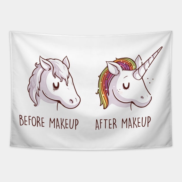 Before and After Makeup (Unicorn) Tapestry by Naolito