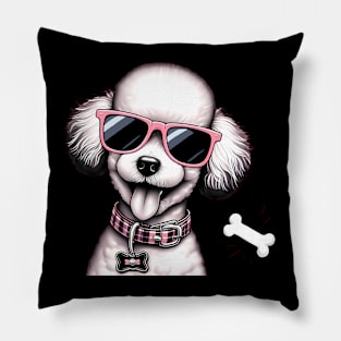 Funny Poodle with Sunglasses Pillow