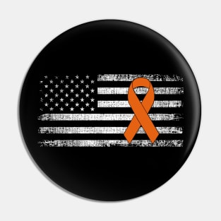 Leukemia Cancer Awareness Ribbon Classic American Flag Pin