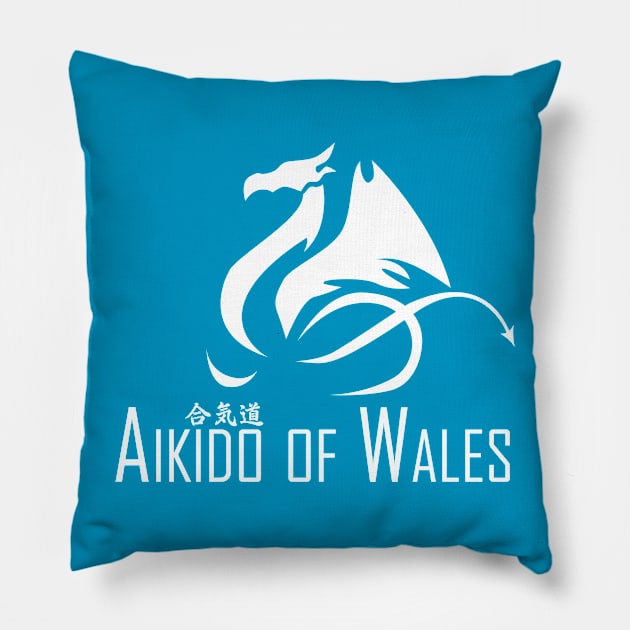 Aikido of Wales (White) Pillow by timescape