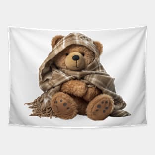 Adorable Teddy Bear with Brown Blanket Tapestry