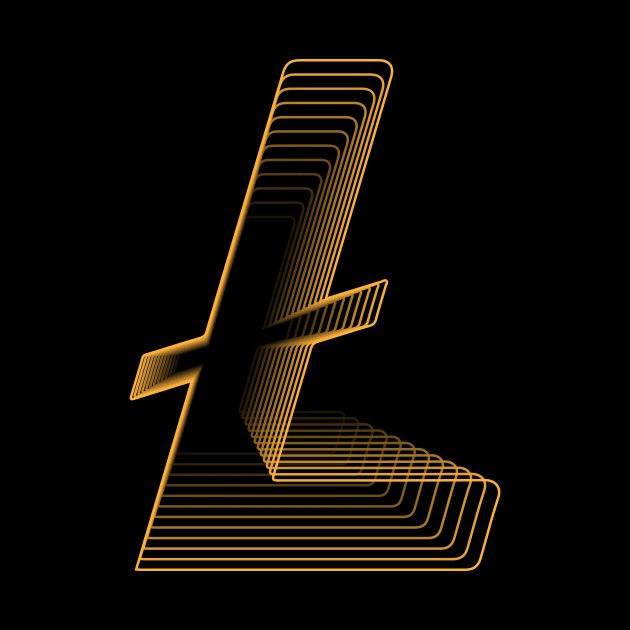 Litecoin crypto gold modern typography art gift by star trek fanart and more