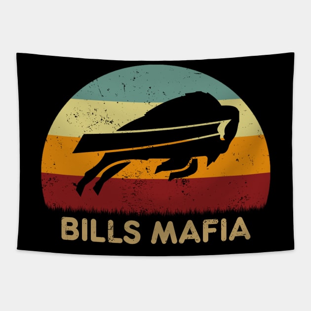 Retro Sunset - Buffalo Bills Mafia Tapestry by GoodIdeaTees