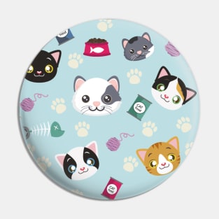 Every Cute Cat Pattern With Toys, Food, Mice, Paws Graphic illustrations Pin