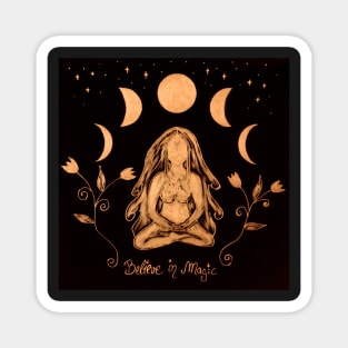 Meditation Yoga under moon phases Magnet