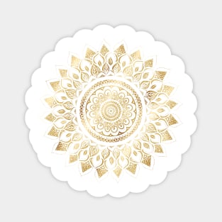 Girly White Gold Mandala Floral Magnet