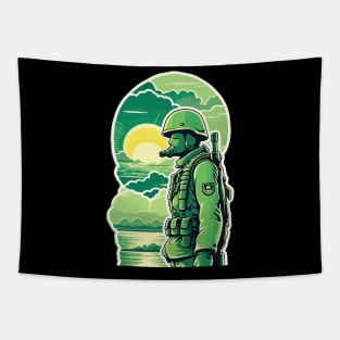 Soldiers Facing the Setting Sun Tapestry