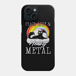 Peace Love & Heavy Metal Cat Kids Punk Band Metal Rainbow Phone Case