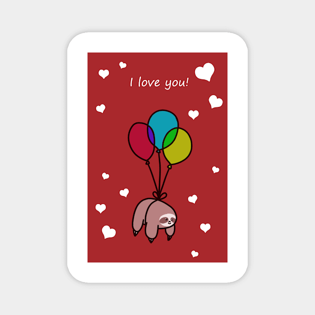 "I love You" Balloon Sloth Magnet by saradaboru