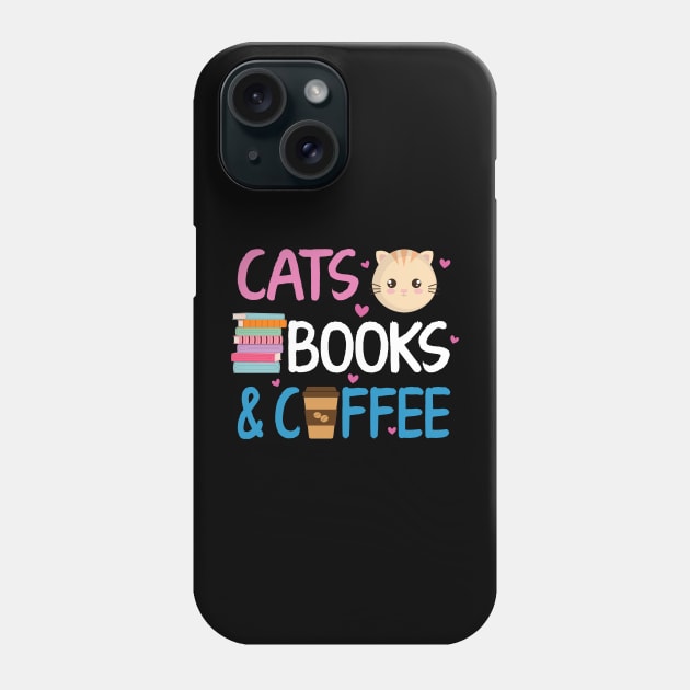 Reading Cats And Coffee Book Nerd Cat Lover Kitten Phone Case by Kreigcv Kunwx
