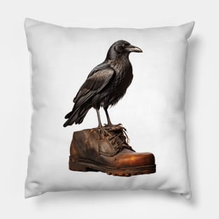 Crow on a Boot Pillow