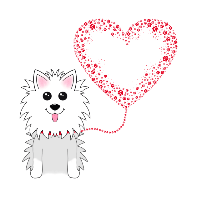 Dog with Paw-Print Heart Balloon by Designs_by_KC