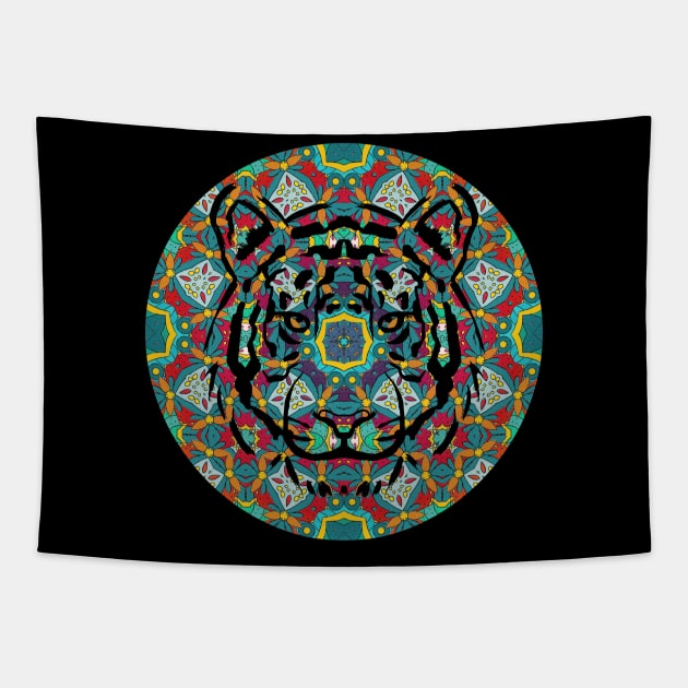 Tiger Kaleidoscope Tapestry by Popup Crafty Designs