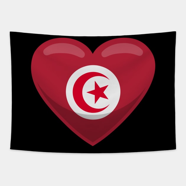 Tunisia Flag Heart Tapestry by SunburstGeo