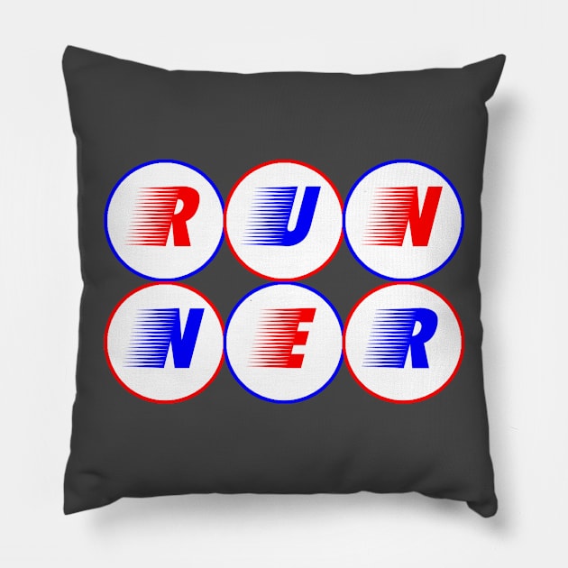 USA Runner - Stacked Letters Pillow by CaptainVegas