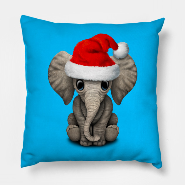 Baby Elephant Wearing A Santa Hat Christmas Pillow Teepublic