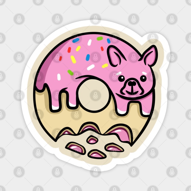 Strawberry donut dog Magnet by HamsterOver