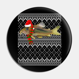 Xmas Fish Santa Hat Corydoras Catfish Ugly Christmas Pin