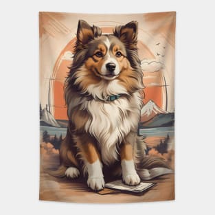 Shetland Sheepdog in the Mountains Tapestry