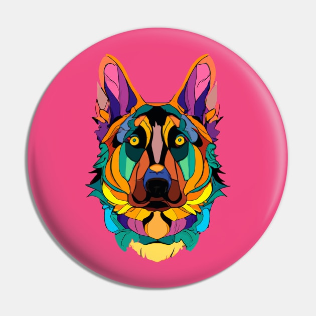 Alsatian Dog Stained Glass Design Pin by Furrban