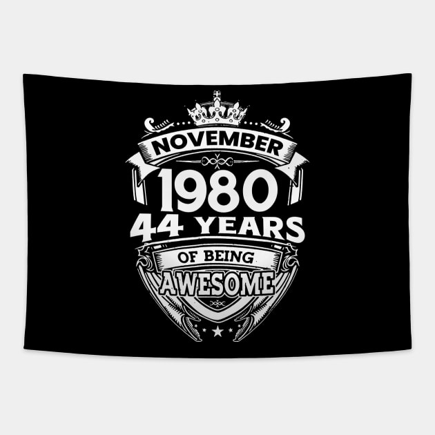 November 1980 44 Years Of Being Awesome 44th Birthday Tapestry by Hsieh Claretta Art